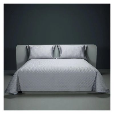 Zixmix 1200TC Cotton King Bedspread White/Grey Plain Premium Cotton Diamond Quilted Bedspread Size (96 x 106in) Pillowcases (19X30in),Bedding