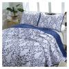 Zixmix Reversible 100% Cotton Quilted 3-Piece Beige/Blue Chic Embroidery Elegant Quilt Set with Pillow Shams Soft Bedspread&Coverlet,Bedding view 2