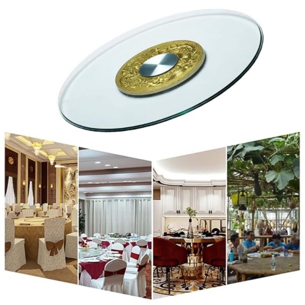 15in(38cm) Lazy Susan for Tabletop, Rotating Tray Round Clear Glass Swivel Tray Kitchen Turntable, Rotating Serving Plate, Easy to Clean (Size : 38cm/15in)