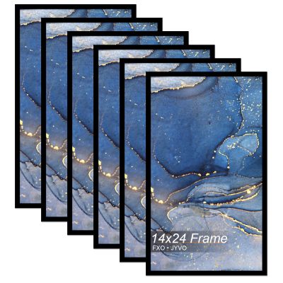 Fxojyvo 14x24 Poster Frame Set of 6, Black Frame for 14 x 24 Inch Picture Poster Photo, Light Weight and High Transparent 14 by 24 Frame for Wall - 6 Pack/Black/14 x24