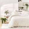 DecorAvenue 100% Cotton Hand Tufted Textured Duvet Cover Boho Bedding Comforter Cover Set of 3 Pieces with Corner Ties & Zip Closures(Off White/Creame (Design 3),Twin XL 59" x 102") view 1