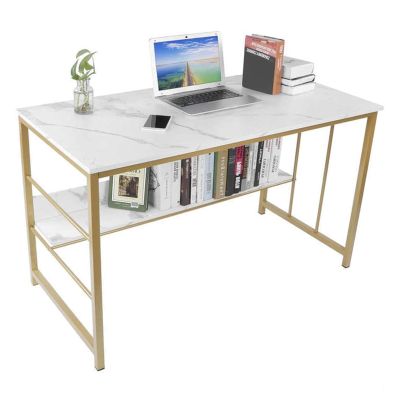 GUERNSEY Computer Desk Modern Computer Laptop Desk Marble Writing Desk Simple and Stylish Home Computer Study Table with Storage Rack Home Office Desks