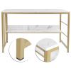 GUERNSEY Computer Desk Modern Computer Laptop Desk Marble Writing Desk Simple and Stylish Home Computer Study Table with Storage Rack Home Office Desks view 4