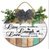 FemiaD Live Love Laugh Sign Rustic Wood Sign Wall Decor Farmhouse Wreath Wall Decor 12inch Round Wooden Hanging Housewarming Home Decor for Home Office Living Room view 1