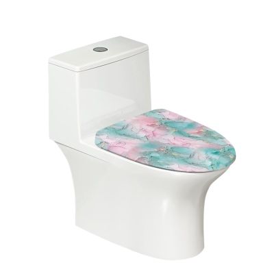 Eheartsgir Green & Pink Marble Stretchy Toilet Dust Cover Machine Washable Toilet Lid Protector Cover Fit Most Round & Elongated Toilet for Bathroom Home Hotel Decor