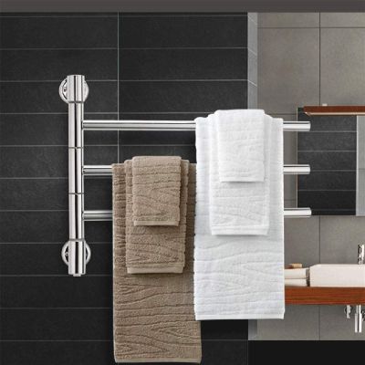 Bathroom Wall Heater Towel Warmer,Electric Towel Warmer, Towel Warmers Bathroom Bathroom Radiator 3-Bar Rotatable 180 Degrees Energy Saving Heated Towel Rail Bathroom Accessories (Hardwired