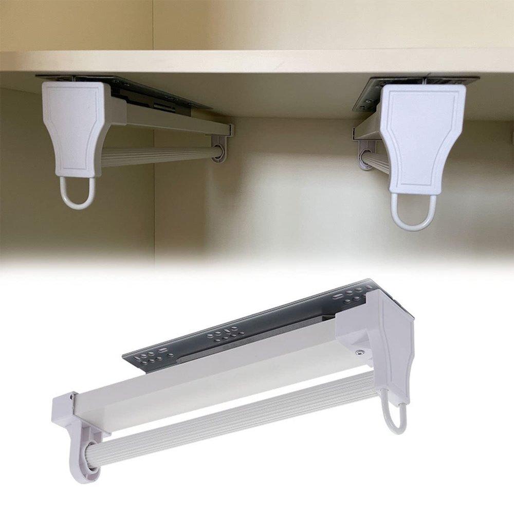 UUNVTOSU Heavy Duty Extendable Clothes Rod Pull-Out Wardrobe Rail Retractable Closet Rod 26.5cm 31.5cm 36.5cm 41.5cm 46.5cm 51.5cm Clothing Bracket Storage For Pants And Coat,Load-Bearing 30kg Racks (