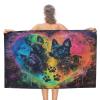 Brebasf Watercolor German Shepherd Dog Beach Towels Oversized Lightweight Soft,Cartoon Oil Painting Pet Dog Paws Heart Design Beach Towel Suitable for Bathroom Towels-51 L X31 W view 1