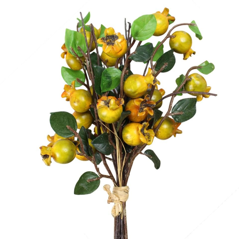 PRETYZOOM Fake Fruit Artificial Berry Floral Decor Yellow Silk Flowers Artificial Pomegranate Berries Artificial Berries Stem Branch Mini Pomegranate Picks Realistic Plants Faux Small Red Berries