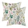 AEIOAE Spring Pillow Covers 20x20 Inch Set of 2,Sage Green Teal Wild Flower Plant Throw Pillows Case,Seasonal Floral Outdoor Decorative Linen Farmhouse Decor Cushion Covers for Home Sofa Bed Couch view 1