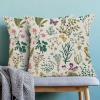 AEIOAE Spring Pillow Covers 20x20 Inch Set of 2,Sage Green Teal Wild Flower Plant Throw Pillows Case,Seasonal Floral Outdoor Decorative Linen Farmhouse Decor Cushion Covers for Home Sofa Bed Couch view 2
