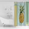 ZOE STORE Shower Curtains for Bathroom Accessories, Summer Pineapple Polyester Fabric Bathtub Curtain with 12 Hooks, Yellow Blue Green Striped Geometric Waterproof Shower Curtains 36 x 72 Inches view 3