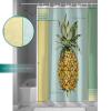 ZOE STORE Shower Curtains for Bathroom Accessories, Summer Pineapple Polyester Fabric Bathtub Curtain with 12 Hooks, Yellow Blue Green Striped Geometric Waterproof Shower Curtains 36 x 72 Inches view 4