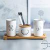 Bathroom Vanity countertop Set Ceramics Toothbrush Holders Cups Tumblers Brushing Cup Container Couple Toothpaste Holder Bathroom Accessories Suitable for Family Hotel Bathroom view 3