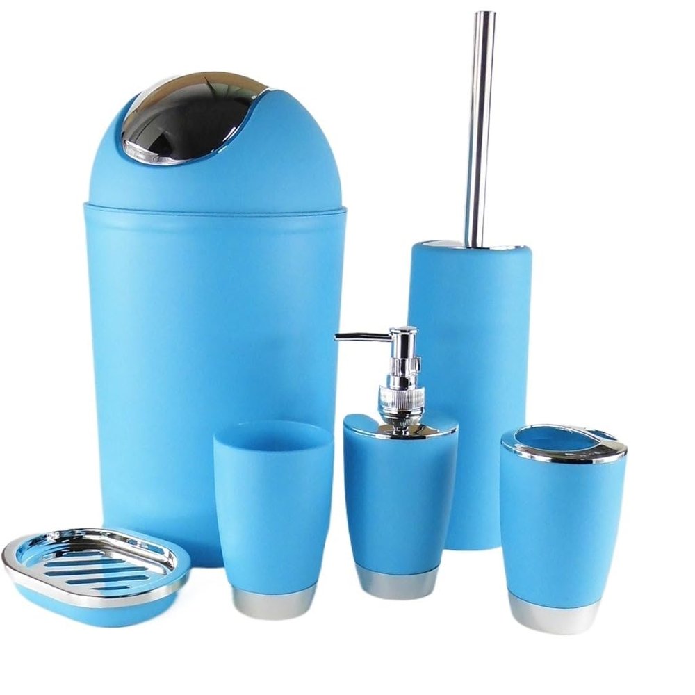 Plastic Bathroom Suite Bathroom Suite Gargle Cup Six-Piece Set of Toiletries Brushing Utensils (As Show Fits All)