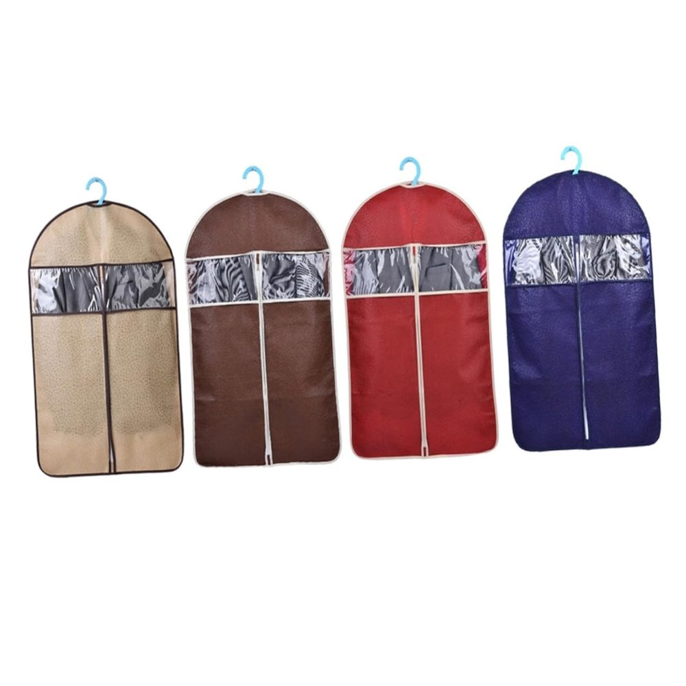 PRETYZOOM High-end Embossed Garment Cover for Suit Storage Clothes Organizer Bag Coffee for Travel and Closet
