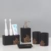 Five-Piece Bathroom Set Golden Peony Carving Bathroom Supplies Wash Set Ceramic Toothbrush Holder Mouthwash Cup Lotion Bottle view 2