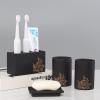 Five-Piece Bathroom Set Golden Peony Carving Bathroom Supplies Wash Set Ceramic Toothbrush Holder Mouthwash Cup Lotion Bottle view 3