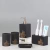 Five-Piece Bathroom Set Golden Peony Carving Bathroom Supplies Wash Set Ceramic Toothbrush Holder Mouthwash Cup Lotion Bottle view 4