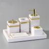 Bathroom Accessories Set White Ceramic Wash Set Toothpaste Dispenser Toothbrush Holder Bathroom Decoration view 2