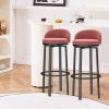 Guyifuny Velvet Upholstered Stool with Black Metal Frame, Modern Counter Height Bar Stools Set of 4, 25.6 Inch Kitchen Island Stool for Home,Pink view 2