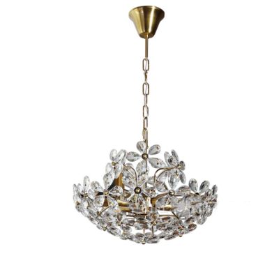 SteFik Light Luxury Dream Crystal Petal Chandelier, French Rustic Crystal Pendant Light, Dining Room Cloakroom Light, Personality American V-intage Hanging Lamp Interesting Life,Pendant
