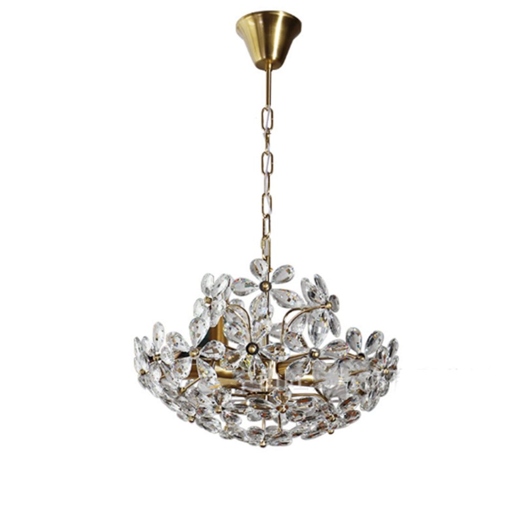 SteFik Light Luxury Dream Crystal Petal Chandelier, French Rustic Crystal Pendant Light, Dining Room Cloakroom Light, Personality American V-intage Hanging Lamp Interesting Life,Pendant