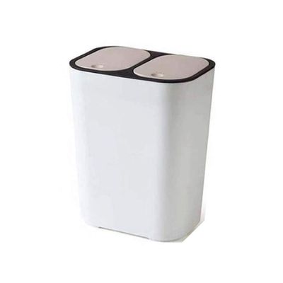 Trash Can Waste Basket Trash Can Dry and Wet Separation Trash Household Kitchen with Lid Double Barrel Plastic Bucket Garbage Can Waste Basket (Color : Brown) (White)