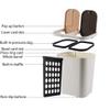 Trash Can Waste Basket Trash Can Dry and Wet Separation Trash Household Kitchen with Lid Double Barrel Plastic Bucket Garbage Can Waste Basket (Color : Brown) (White) view 3