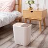 Trash Can Waste Basket Trash Can Dry and Wet Separation Trash Household Kitchen with Lid Double Barrel Plastic Bucket Garbage Can Waste Basket (Color : Brown) (White) view 4