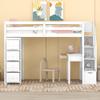 Jintop Twin Size Loft Bed with 4 Storage Drawers and Desk,Bedroom Wooden Bed Frame W/Shelves & Stairs,No Box Spring Required,Slat Support,for Kid Boy Girl,White view 1