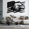 American Eagle Metal Wall Art - Large US Eagle Wall Sign, Independence Day Flag Wall Decor (48x30inches / 121x76cm, Style 2) view 2