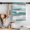 Abstract Art Kitchen Towels,Absorbent Microfiber Kitchen Dish Hand Tea Bath Towel,Quick Dry Cleaning Cloth Dishclothes Decorative Sets, Contemporary Tainted Teal Grey White Painting (2-PC, 18x28) view 2