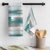 Abstract Art Kitchen Towels,Absorbent Microfiber Kitchen Dish Hand Tea Bath Towel,Quick Dry Cleaning Cloth Dishclothes Decorative Sets, Contemporary Tainted Teal Grey White Painting (2-PC, 18x28) view 3