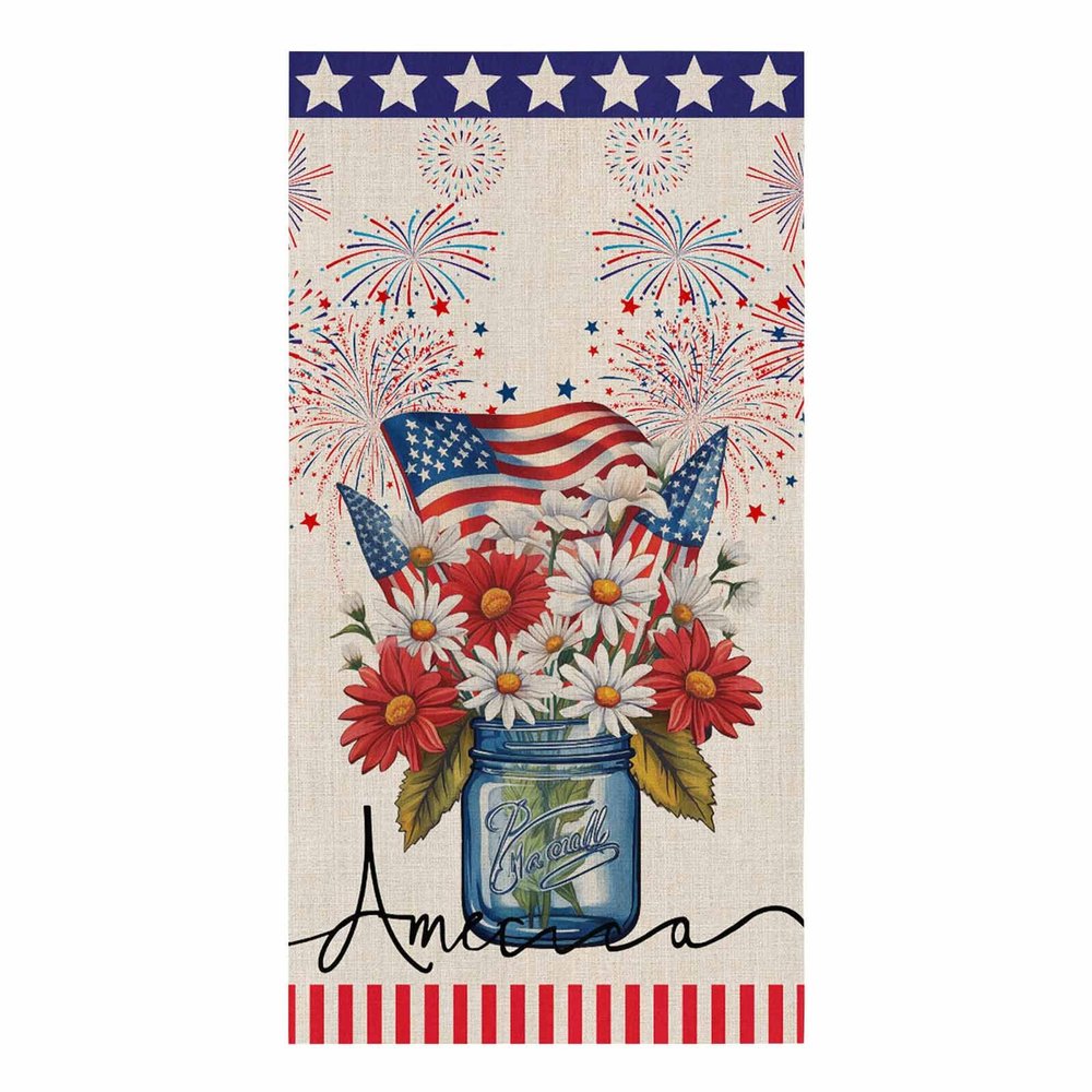 4th Of July Flower Kitchen Towels,Absorbent Microfiber Kitchen Dish Hand Tea Bath Towel,Quick Dry Cleaning Cloth Dishclothes Decorative Sets, Bottle Fireworks Independence Day (1-PC, 18x28)