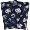 Abstract Coral Kitchen Towels,Absorbent Microfiber Kitchen Dish Hand Tea Bath Towel,Quick Dry Cleaning Cloth Dishclothes Decorative Sets, Minimalist Geometric Starfish Conch Navy (2-PC, 18x28) view 1