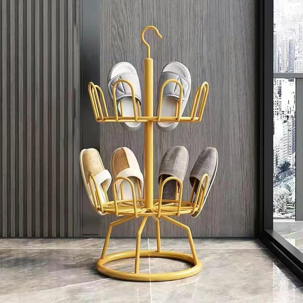 EYPKPL shoe organizer Metal Shoe Cabinet 360 Rotating Circular Shoe Rack Sturdy And Stable Shoe Organizers Easy Access Shoe Locker Open Shoe Shelf save space