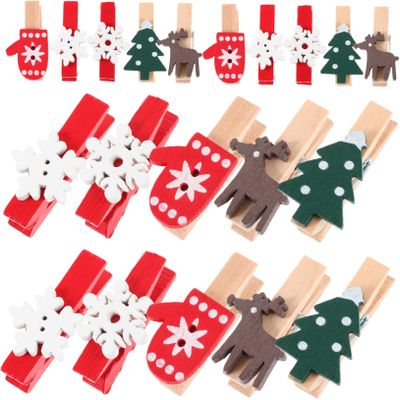 Zerodeko 125pcs Christmas Wooden Clips Photo Holders Light String Tree Clothespins for Holiday Decor Snowflake for Photo Displays and Crafts