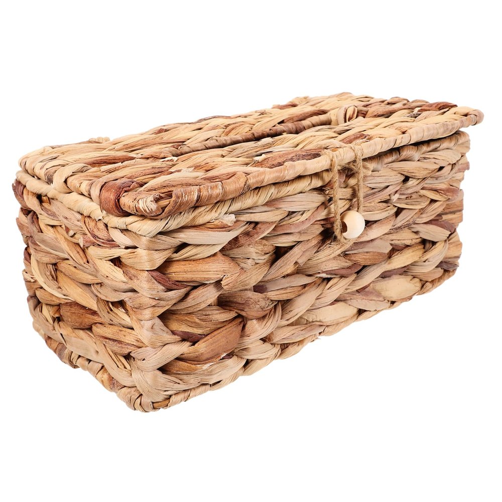 Amosfun 1pc Woven Tissue Storage Box for Living Room and Kitchen Light Yellow Seagrass Design Household Napkin Holder Stylish Tissue Box Organizer for Home