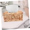 Amosfun 1pc Woven Tissue Storage Box for Living Room and Kitchen Light Yellow Seagrass Design Household Napkin Holder Stylish Tissue Box Organizer for Home view 4