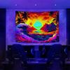 MDUKOIN Blacklight Sea Tapestry, Ultraviolet UV Tapestries - Beach Sunset Ocean Wave Themes, Bedroom Aesthetic 60x40in view 2