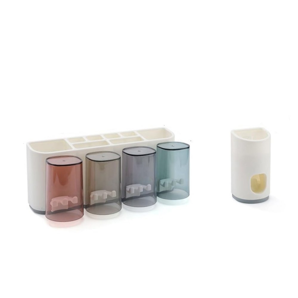 Toothbrush Rack, Brushing Cup, Mouthwash, Wall-Mounted Bathroom, Punch-Free, Wall-Mounted Dental Set