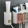 Toothbrush Rack, Brushing Cup, Mouthwash, Wall-Mounted Bathroom, Punch-Free, Wall-Mounted Dental Set view 3