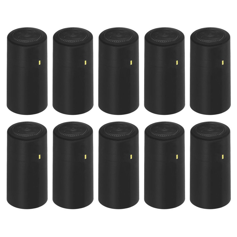 uxcell 50Pcs PVC Heat Shrink Wine Bottle Caps, 30mm/1.18" Wine Shrink Wrap Sleeves Caps Shrink Cap Bottle Seals for Making Wine Cellars and Home Use, Black