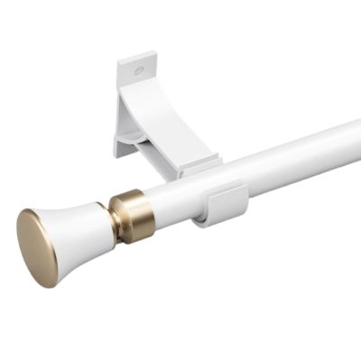 NOIRDA Single Curtain Poles for Eyelet Curtains, Modern Drapery Rods for Bedroom, Living Room, Bathroom Curtain Rail(Color:White,Size:200cm/2 * 100cm)