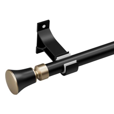 NOIRDA Single Curtain Poles for Eyelet Curtains, Modern Drapery Rods for Bedroom, Living Room, Bathroom Curtain Rail(Color:Black,Size:110cm)
