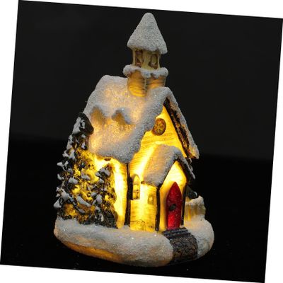Resin Mini House Ornament, Christmas Tree Decoration, Small Home Decor