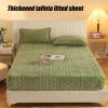 EDVKLNG Mattress Covers, Flannel Velvet Fitted Fluffy Fleece Elastic Twin Sheet Solid Fuzzy Soft Plush Breathable Mattress Protector Bed Pad with 11'' Deep Pocket (Green,Cal King) view 2