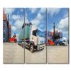3 Panels Shipping Container Wall Art Truck with Industrial Container Cargo for Logistic Import Export Business Posters Print on Canvas for Living Room Bedroom Wall Decoration, 60" Wx40 H view 1