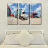 3 Panels Shipping Container Wall Art Truck with Industrial Container Cargo for Logistic Import Export Business Posters Print on Canvas for Living Room Bedroom Wall Decoration, 60" Wx40 H view 2